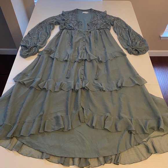 ASOS Dresses & Skirts - ASOS NWOT Soft Midi Button Front Dress with Trailing Embellishments Size 6